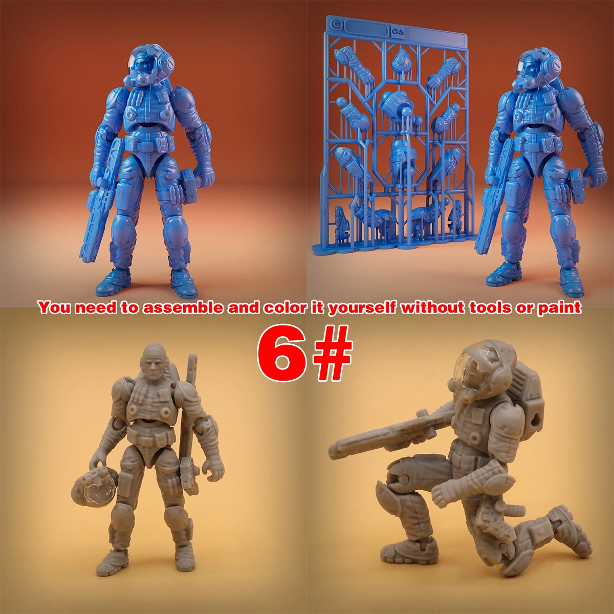 1/35 Modellbausatz, unbemalte, selbst zusammenzubauende Resin-Miniaturfiguren, Sci-Fi-Weltraum-Kampftrupp, Diorama-Szene – Detail 3