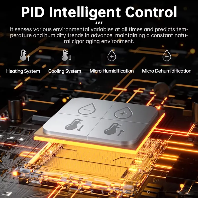 28C CIGARLOONG ضاغط درجة الحرارة والرطوبة المستمر الشهير خزانة سيجار الأرز المبردة بالهواء مع WIFI وبصمة الإصبع #2
