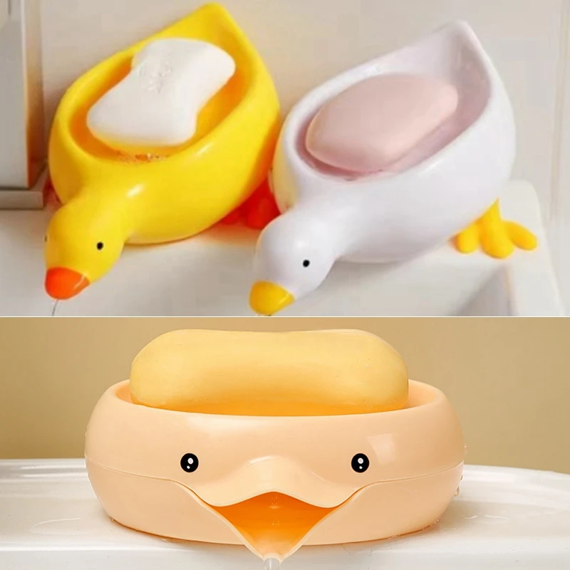 

1 шт., пластиковая мыльница в форме утки, мультяшная мыльница, дренажный держатель для мыла, контейнер для мыла, лоток, аксессуары для ванной комнаты