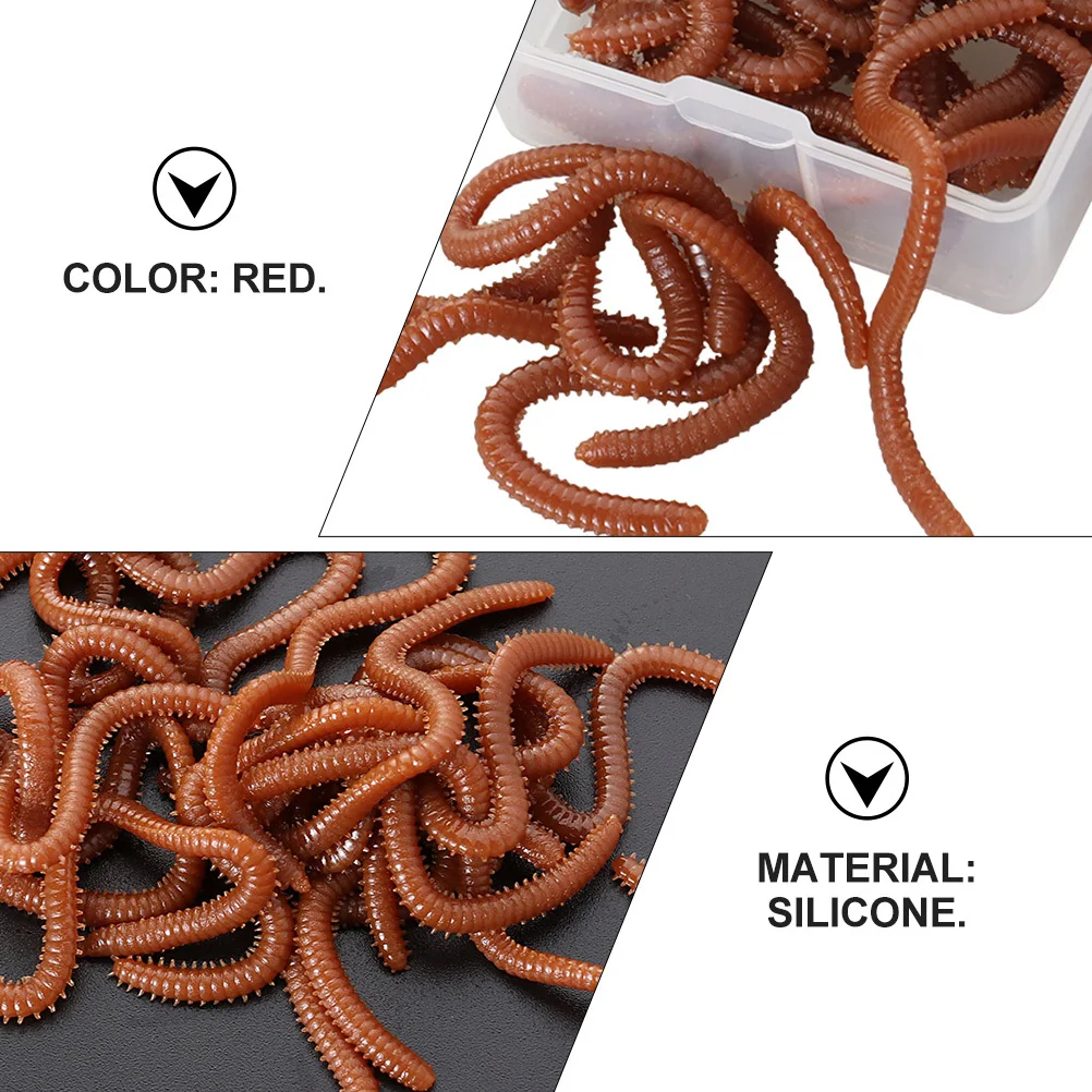 

2 Boxes Artificial Earthworms Realistic Silicone Earthworm Lure for Halloween Decoration Tricky Party Fun Gag Gift
