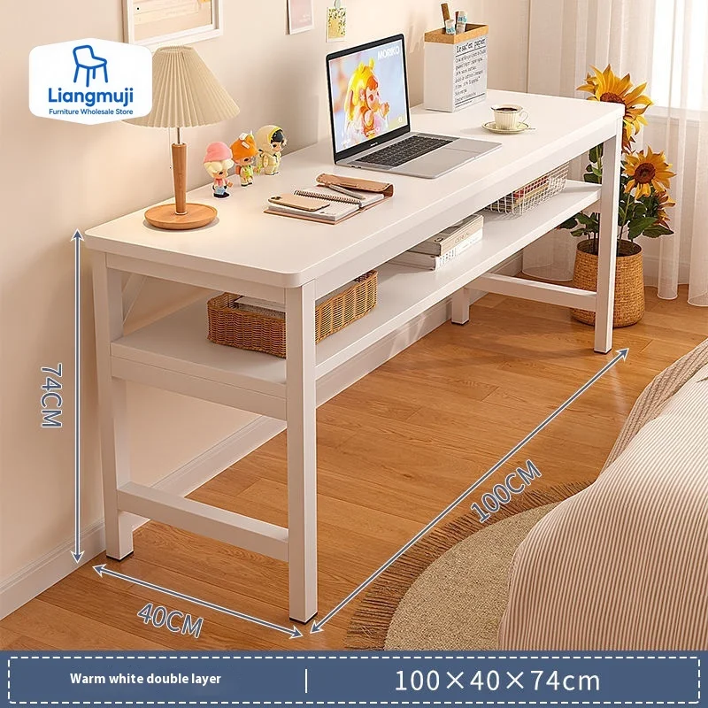Computer Desk, Double Layered Long Desk, Study Desk, Bedroom, Wall Facing Esports Table, Small Unit Writing Desk Office Table