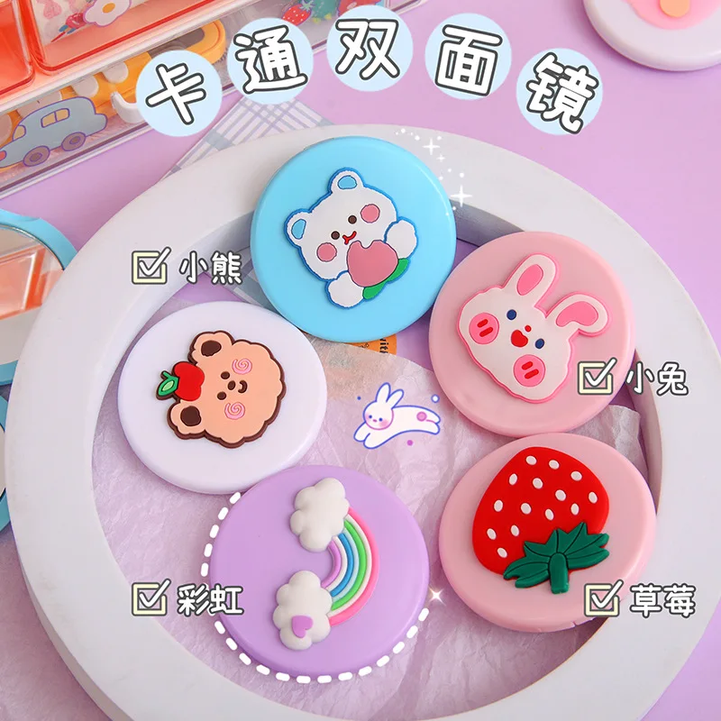 Cute Massage Folding Mirror Portable Pocket Small Travel Girl Hair Brush with Mirror Styling Tools Mini Pocket Mirror