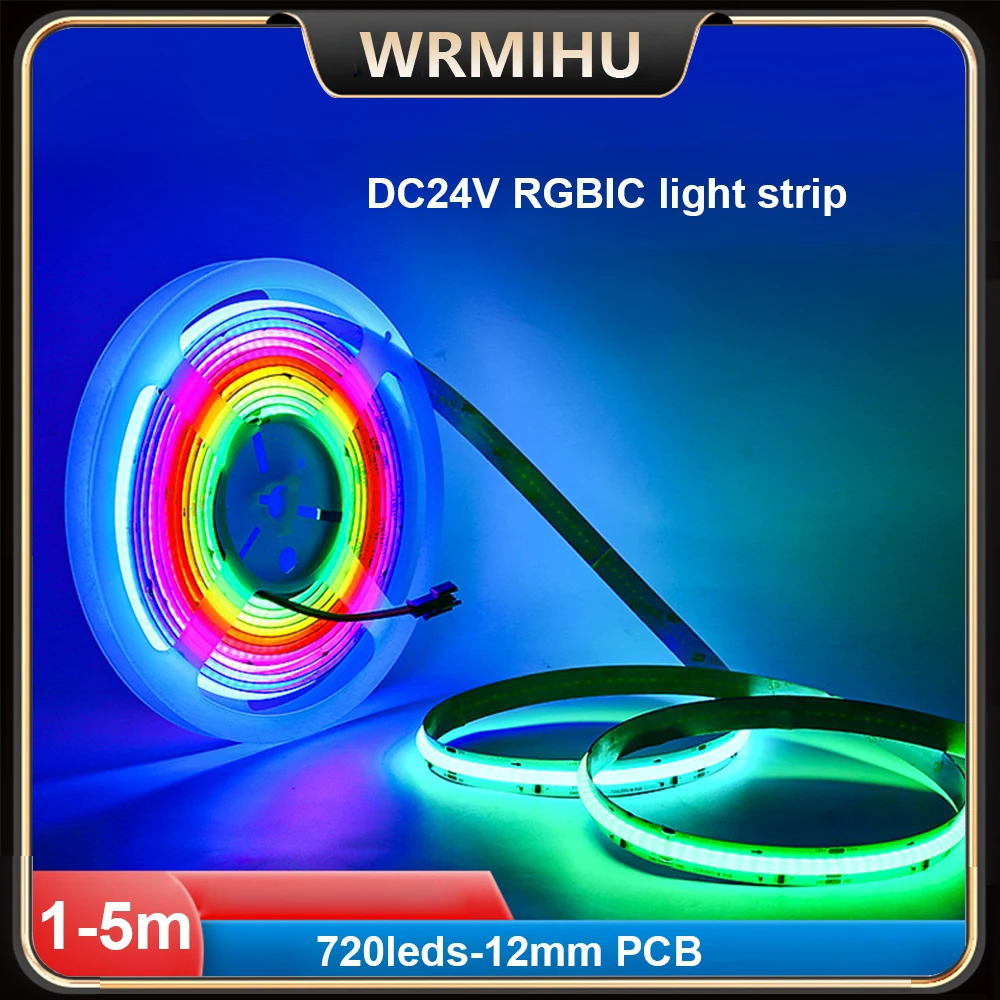 

DC24V High-Density 12mm PCB 720LED/m RGB IC Flexible Non-Glare Non-Flicker Programmable Intelligent Pixels COB Decorate Light