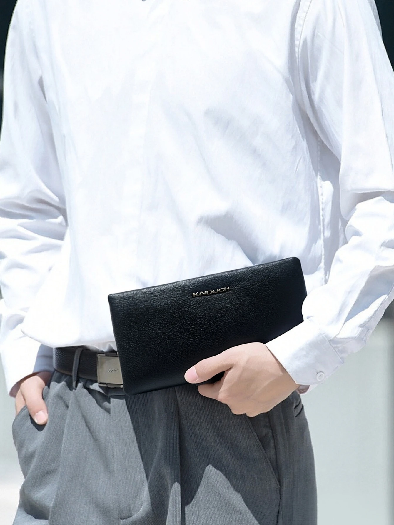 Men Pebbled PU Leather Long Zi - Wristlet Wallet Zipper 评论和价格