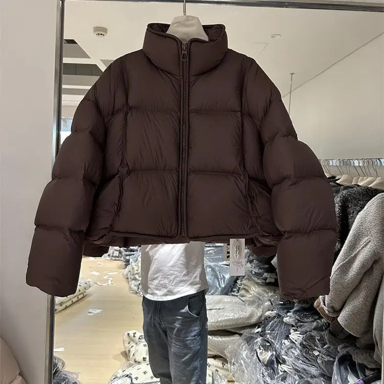 

Warm Du down Jaet Korean Sle Stand Collar Loose Slimming Thiened Winter New Sle Women's Coat ort Length Zipper Cl...