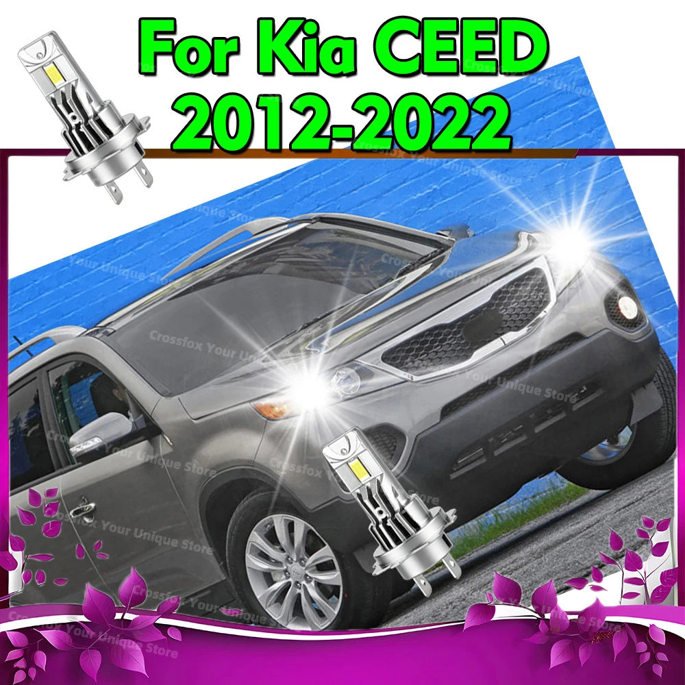 

2 шт. светодиодных фар H7 30000LM 12V для Kia CEED 2012-2022 2013 2014 2015 2016 2017 2018 2019 2020 2021, автомобильные лампы 6000K