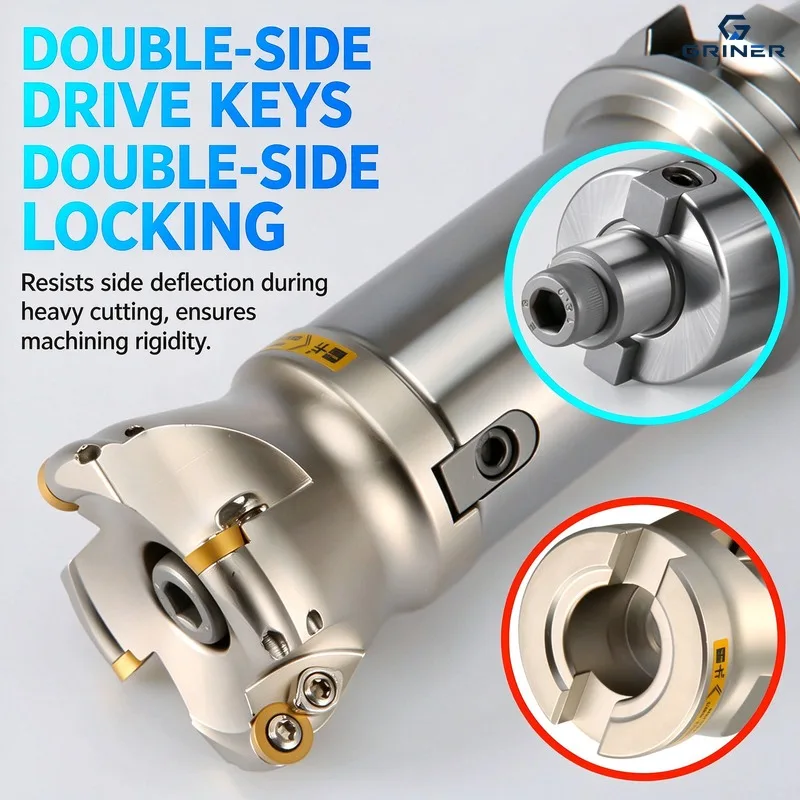 GRINER High Precision BT‑FMB Shell End Mill Arbor, BT40‑FMB22 BT50‑FMB32 Extended Face Milling Tool Holder for Machining Center