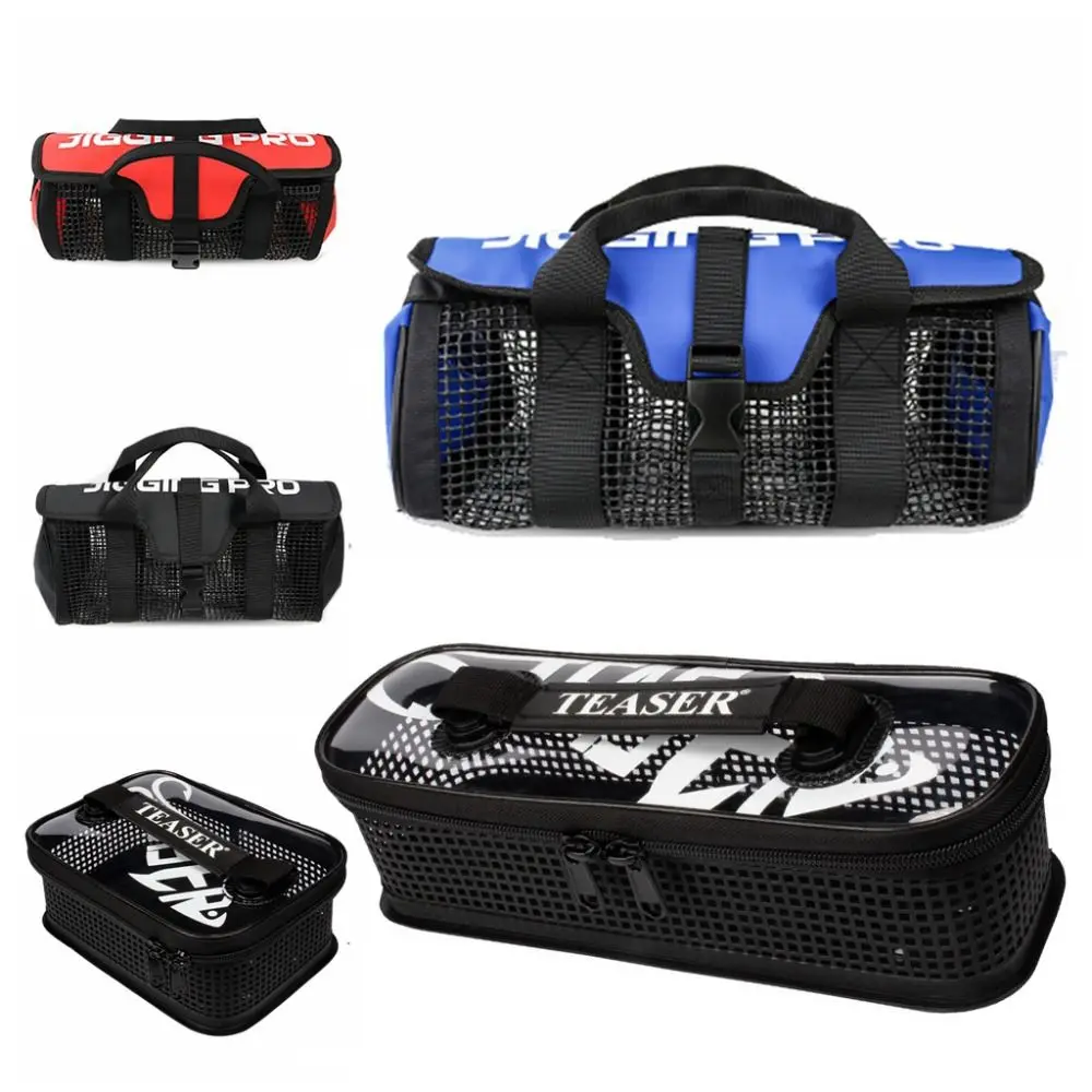

Jig Mesh Bag Lure Bait Storage Bag Large Capacity PVC Fishing Lure Bait Hooks Box Blue Black Fishing Jig Bag Bait Storage