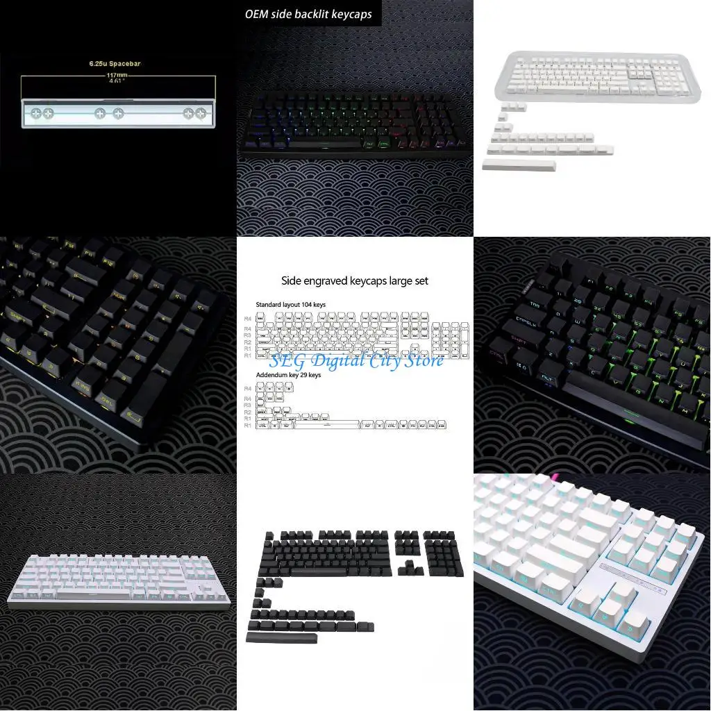 

U75B 133 клавиши PBT с двойным выстрелом с боковой подсветкой клавишные клавиши механические клавиши клавиш