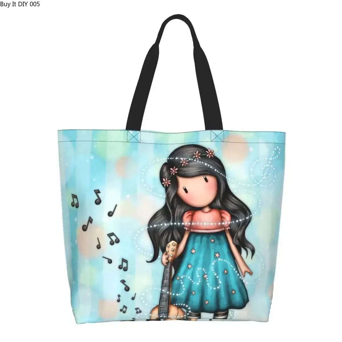 Recycling Anime Girl Santoro Gorjuss Shopping Bag Women Shoulder Canvas Tote Bag Portable Grocery Shopper Bags