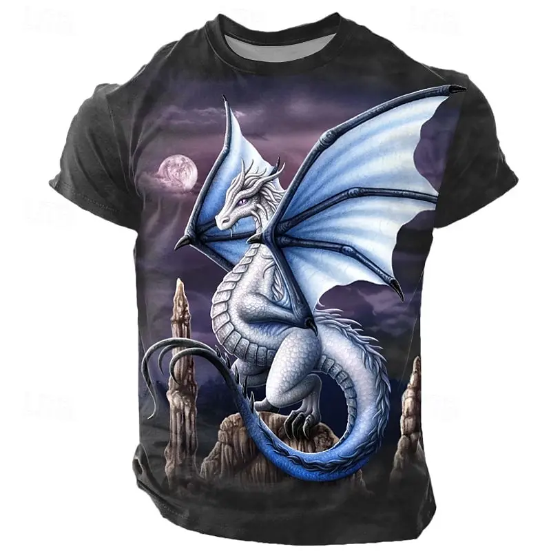 Halloween Men's Sarah Richter Dragon 3D T Shirt Short Sleeve T shirt 3D Print Crew Neck Round Neck Shirt
