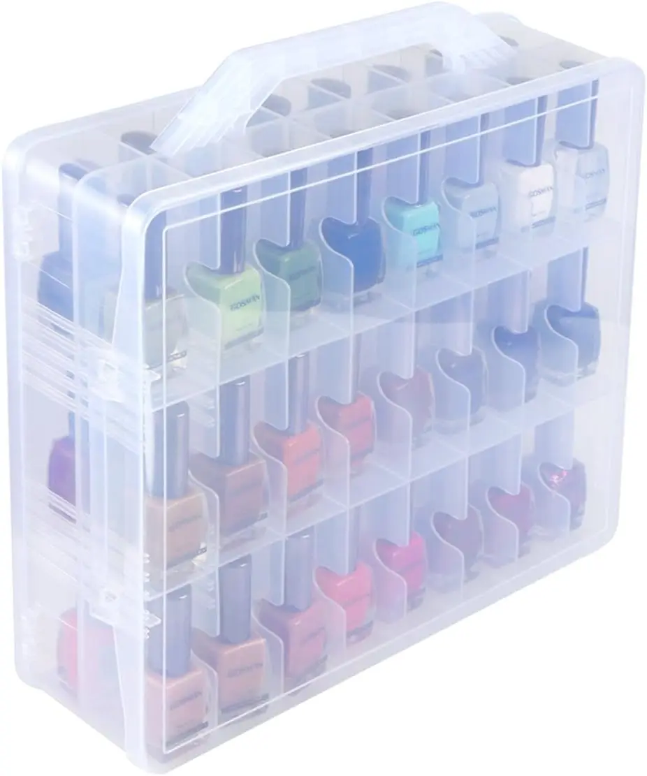 

Universal Nail Polish Storage Box Holder Organizer for 48 Bottles Adjustable Dividers Space Saver