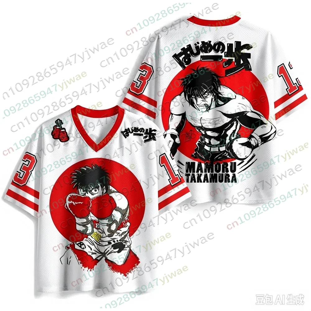 Hajime No Ippo Makunouchi Ippo Anime Football Jersey V-neck Fashion StreetWear Top Summer Men Women Sports Shirts T-shirts