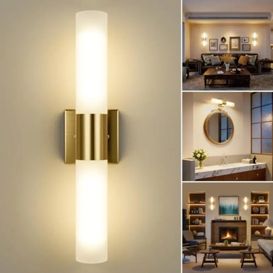 

Bathroom Wall Sconce Fixture, 21 Inch Modern Vanity Lights with Frosted Glass Shade, Indoor Sconces Lighting Wall Decor Lamps f