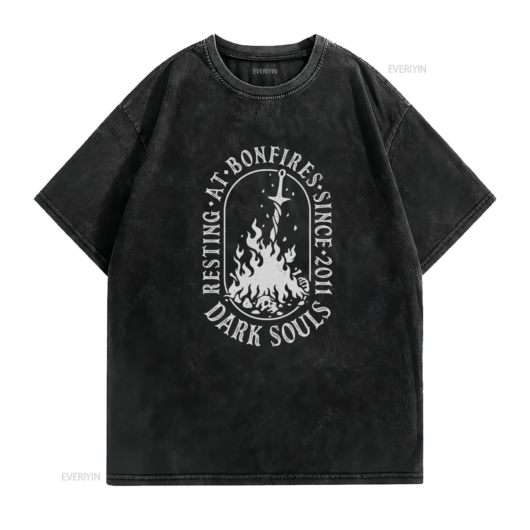 Resting At Bonfires Since 2011 Mens Gaming T Shirt gift for him funny g vintage Washed Casual designer clothes Stylish Soft