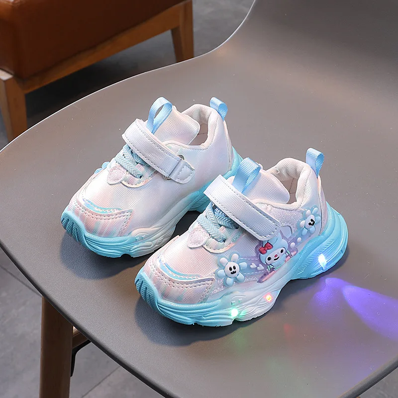 Sanrio Cute Melody Casual Shoes for Baby Girl Children Led Light Sneakers Kids Shoes Toddler Walking Shoes Kids Anti-slip Shoes