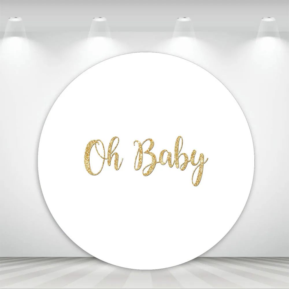 Белый круглый фон Mocsicka для фотосъемки новорожденных с изображением дня рождения