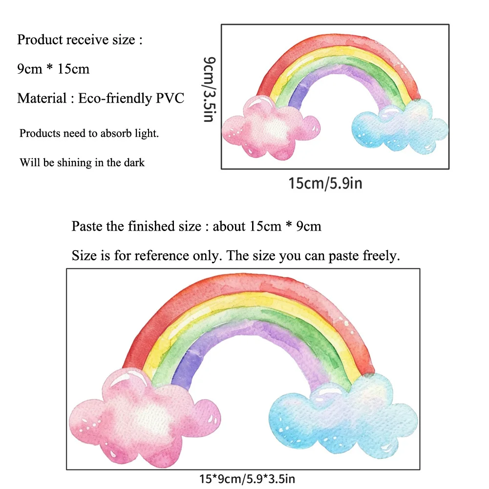Cartoon Rainbow Clouds Luminous Switch Sticker Kids Room Socket Decoration Decals Baby Bedroom Decor Glow In The Dark Wall Mural
