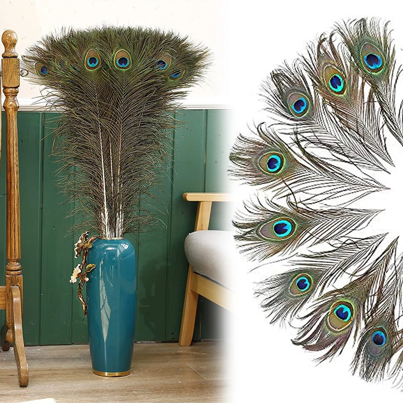 10Pcs Natural Simulation Peacock Feathers For Home Hotel Crafts 25-30Cm Feather Decoration Wedding DIY Jewelry Accessories