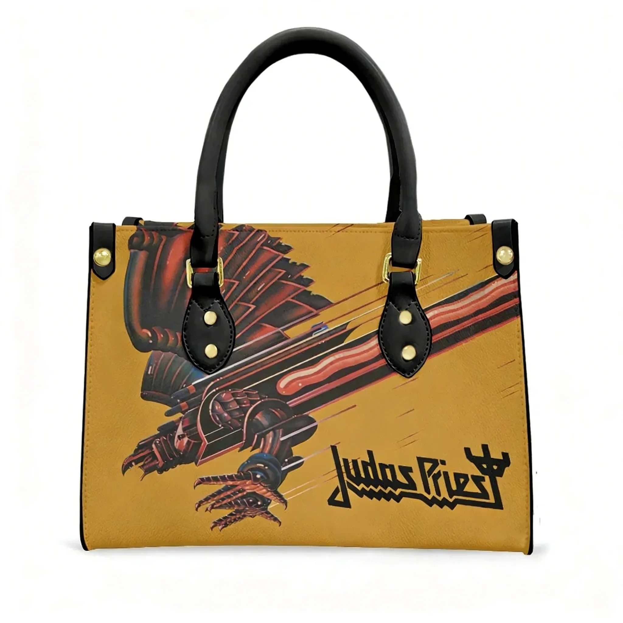 

Judas Priest Heavy Metal Rock Tote Bag Purse Womens Mens Personalized Text Image PU Leather Handbag Business Shopping Gift Bags