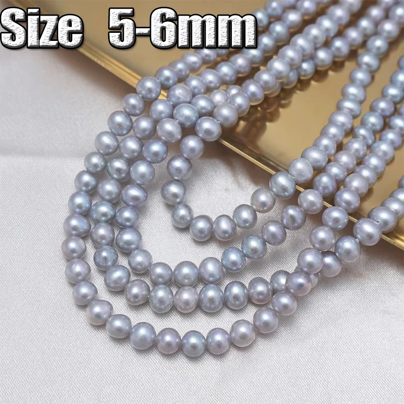 Grey 5-6mm Natural Freshwater Pearl Loose Beads Wholesale Jewelry Accessories Slightly Round Women Making DIY Necklace Bracelet