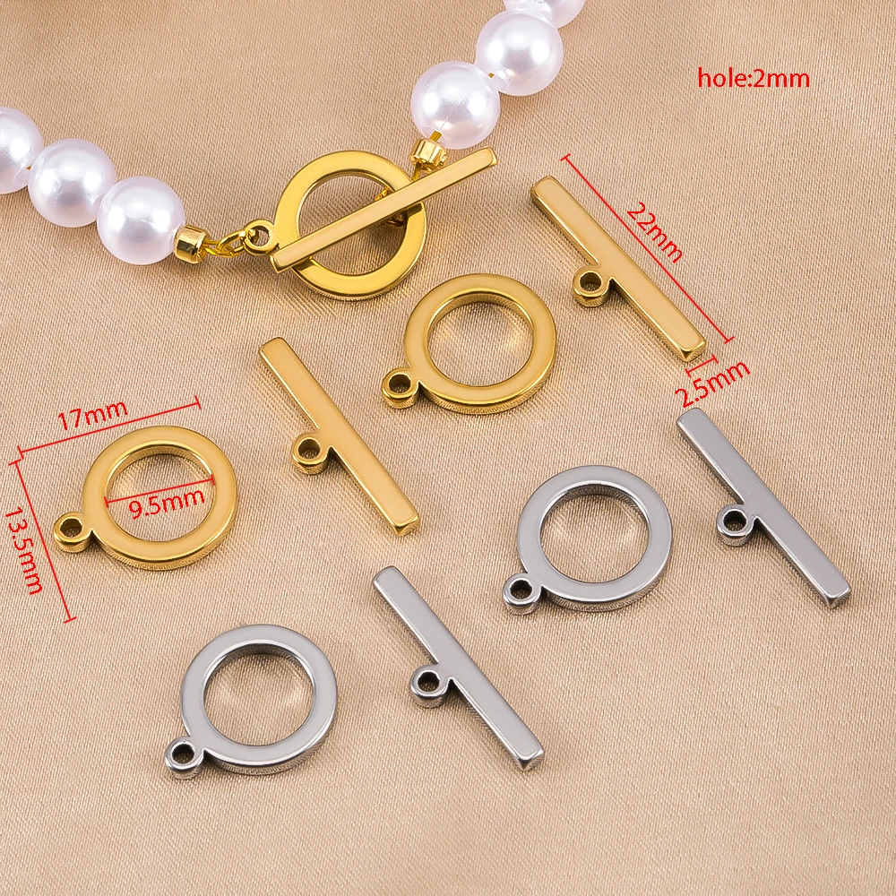 5 Sets Stainless Steel Flat Round OT Clasps Cord End Accessories for DIY Necklace Bracelet Connectors Findings Jewelry Making view 6