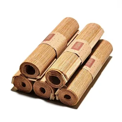 Japanese Zen Bamboo Weave Tea Mats Table Runners Curtains Table Cover Kung Fu Tea Set Accessories Home Decor Coffee Tablecloth