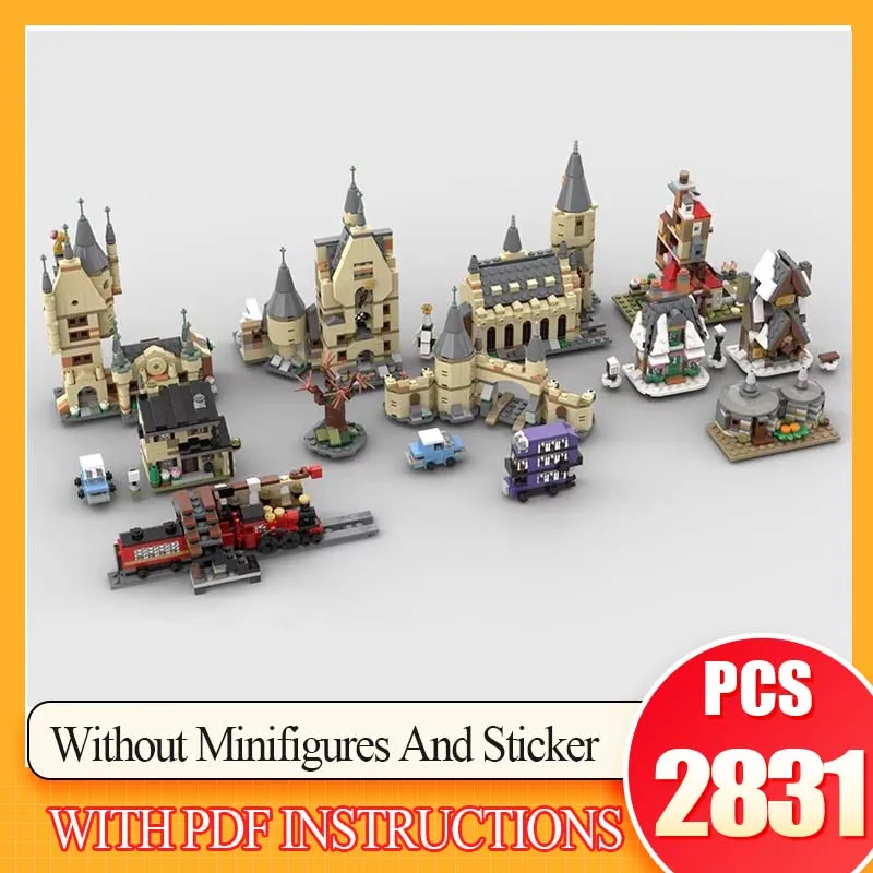 미니 스트리트 뷰 컬렉션 크리스마스 마법 학교 영화 모델 기술 블록 선물 MOC 빌딩 브릭 장난감 DIY 조립