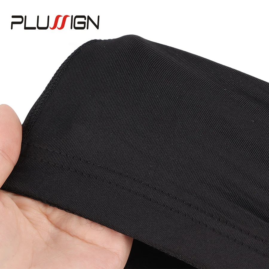 Plussign Spandex kubbe tarzı peruk kap yapmak için peruk S/M/L elastik örgü kubbe kap Net siyah elastik bant ile havalandırmalı peruk kapaklar