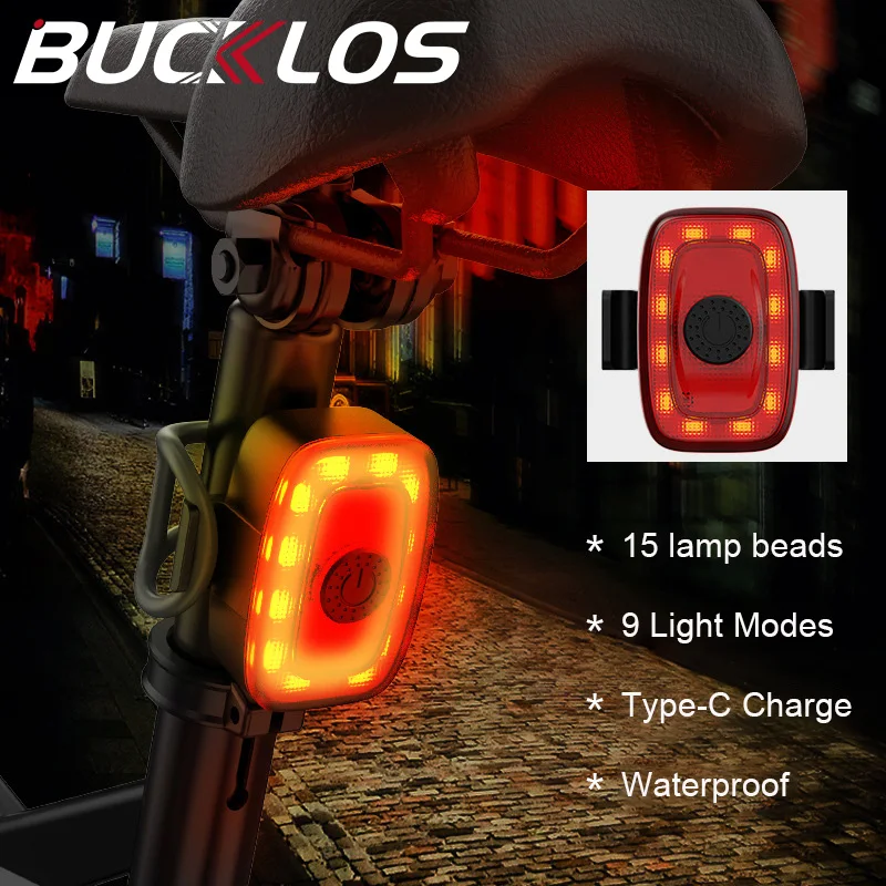 Bicycle Rear Light 9 Light Modes USB Rechargeable Road Bike Taillight Warning LED Mountain Tail Lamp Waterproof Cycling Parts