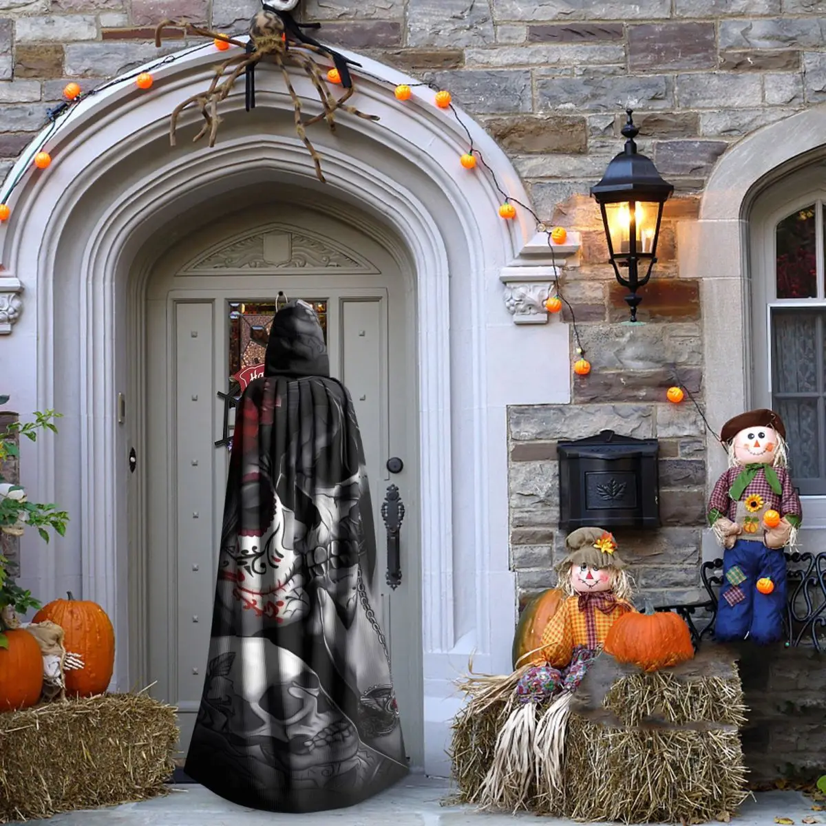 Catrina mexicana para niña, Día de los muertos, calavera de azúcar, capa larga con capucha, disfraz Medieval de bruja, capa de Cosplay, abrigo de Halloween Unisex