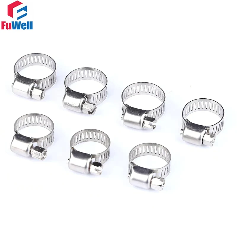 12PCS Hose Clamp Adjustable Drive Hose Clamp Fuel Line Worm Size Clip Hoop Hose Clamp Adjustable Drive Hose Clamp Fuel Line201SS