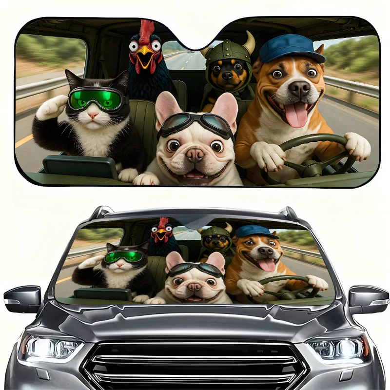 1Pcs Car Windshield Sun Shade, Playful Design, Easy Installation, Suitable For Rvs And Suvs