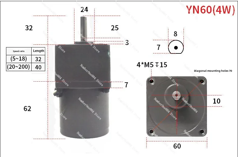 Applicable to YN60-220-4 motor 60JB150G0832 capacitor running asynchronous motor 120G