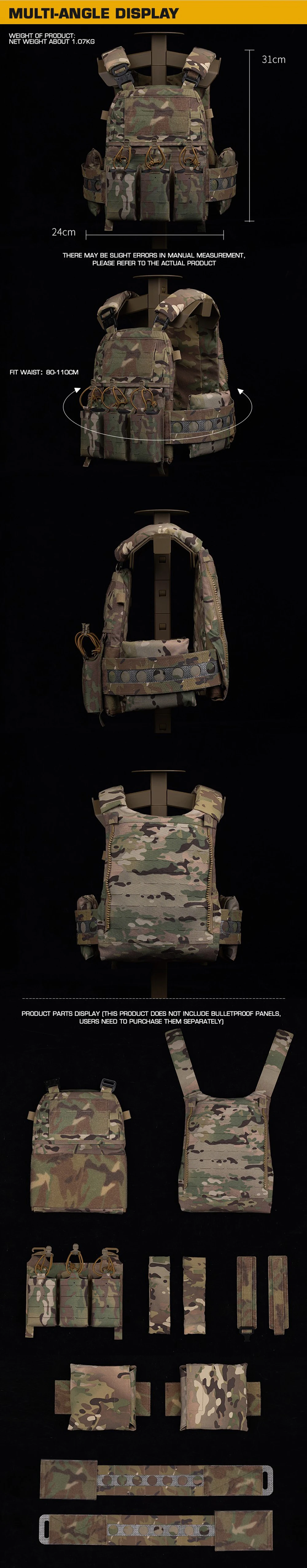 FCPC V5-Stil Taktische Plattenträgerweste – MOLLE Modulare Jagd- und Airsoft-Weste mit Utility-Tasche auf der Rückseite – Detail 2
