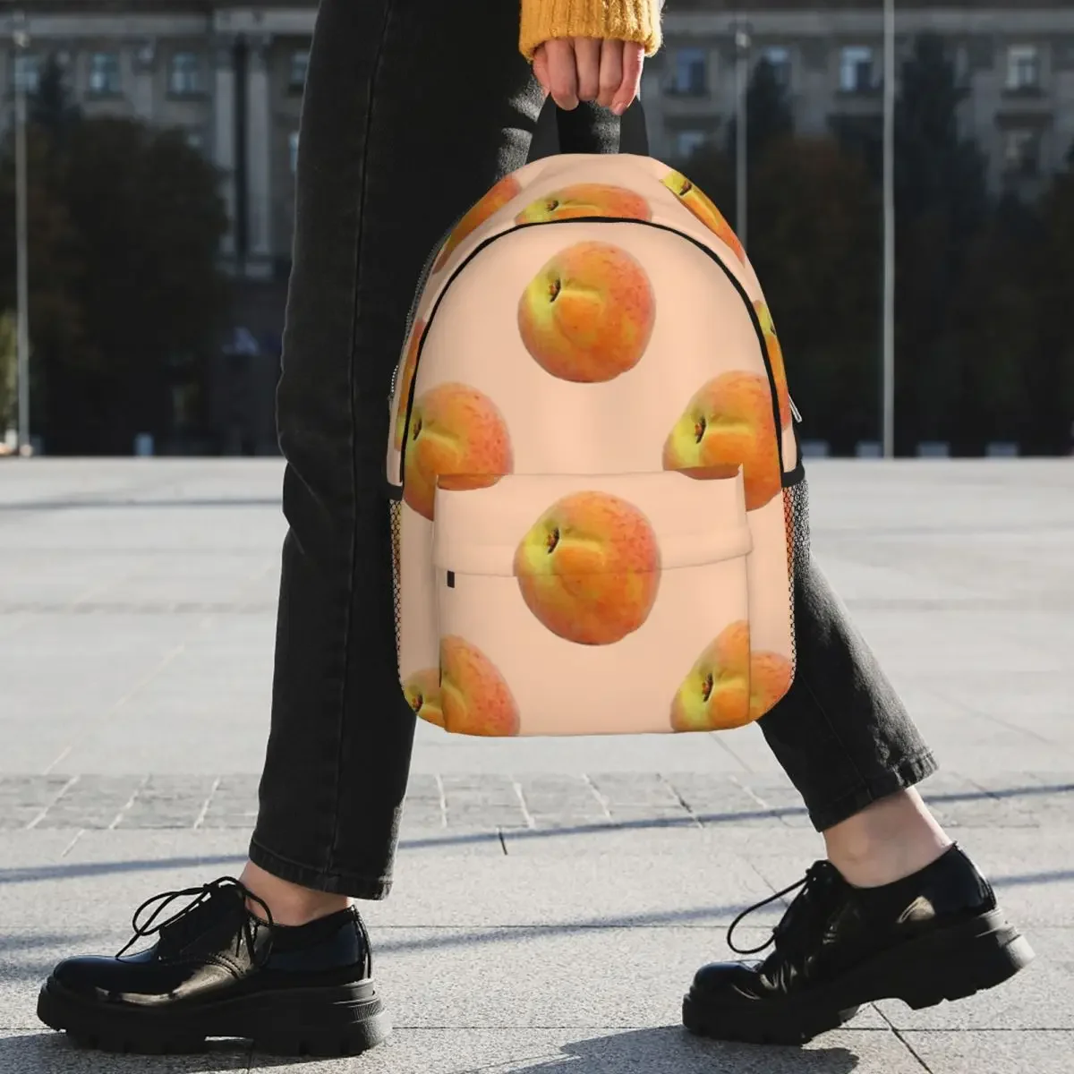 Sac à dos à motif répétitif de pêches réelles, cartable décontracté pour adolescent, sacs d'école pour étudiants, sac à dos pour ordinateur portable, sac initié, grande capacité