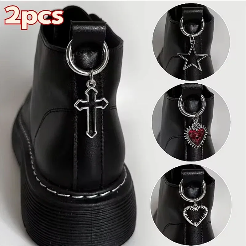 2szt Metal Hollow Stars Hearts Pendant Boots Shoes Buckles Decoration Party Jewelry Diy Women Shoes Accessories Snap Hook