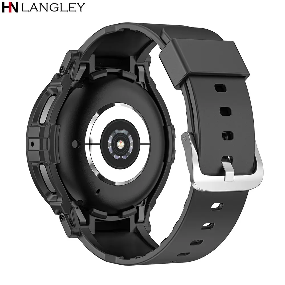 Pulseira de silicone + capa para samsung galaxy watch 5 pro 45mm banda escudo protetor galaxy watch5/4 40 44mm pulseira esportiva acessórios