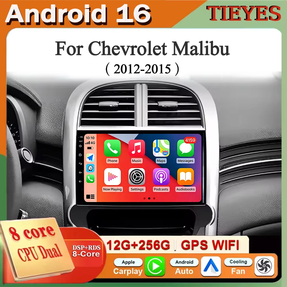 For Chevrolet Malibu 2012-2015 Android 16 Carplay Auto Screen Car Radio Multimedia Player Autoradio Stereo 2din Head Unit WIFI 4