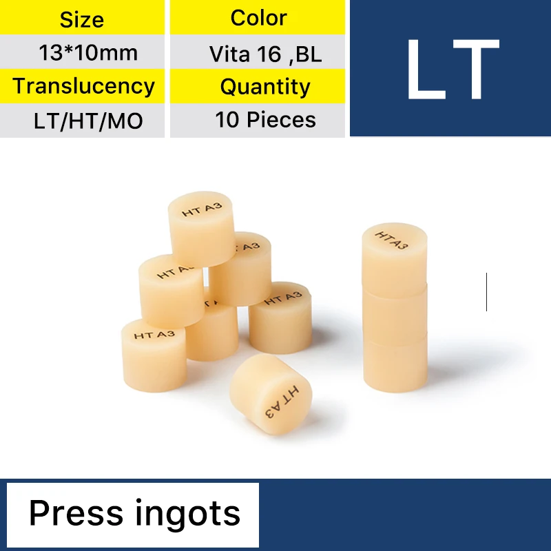 Dental Emax Blocks Glass Ceramic Press Ingots Disilicate Lithium 10 Pcs