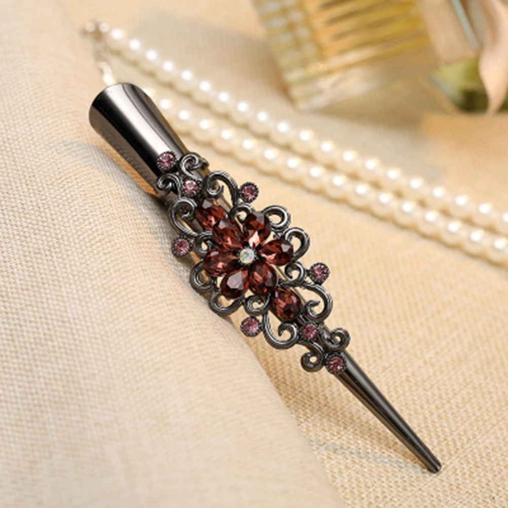 

5pcs Retro Metal Rhinestone Hairpins Big Clips For Women Barrettes Accessories All Hair Types Blue Black White Brown Red