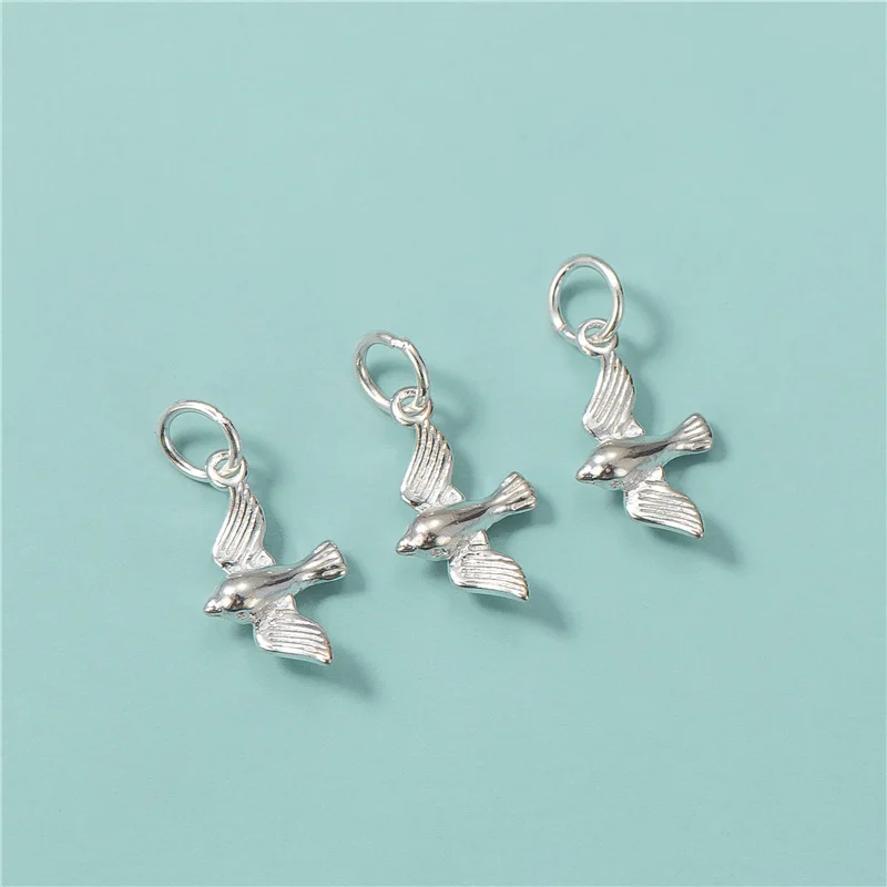 TrustDavis Real 925 Sterling Thai Silver Fashion Animal Swallow Charm Pendant Handmade DIY Accessories Wholesale Jewelry HY430