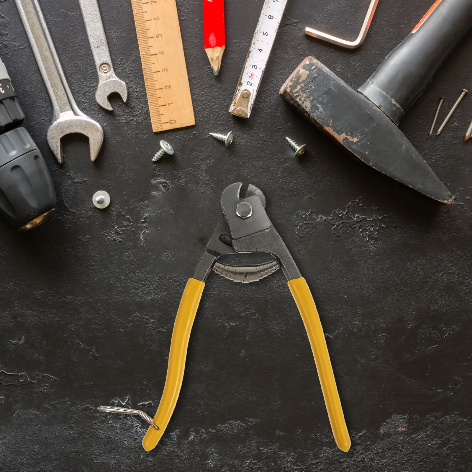 

8 Inch Steel Cable Cutter Hardened Double Cutting Edges Ergonomic Handle for Wire Rope Telephone Line Cutting Electrical