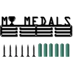 1pcs Medals Medal Holder Hanger Trophy Display Rack Frame Awards Wall Mount Sturdy Black Steel Metal 3 Line