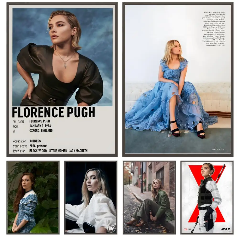 actress Florence Pugh Poster Poster HD Waterproof Self Adhesive Wall Art Print Decor for Bedroom Living Room Gift
