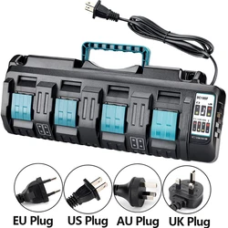 For Makita Battery Charger 14.4V-18V LXT Lithium‑Ion 4-Port Battery Charger Rapid Charger with Dual USB Port 8A/12A Power Tools