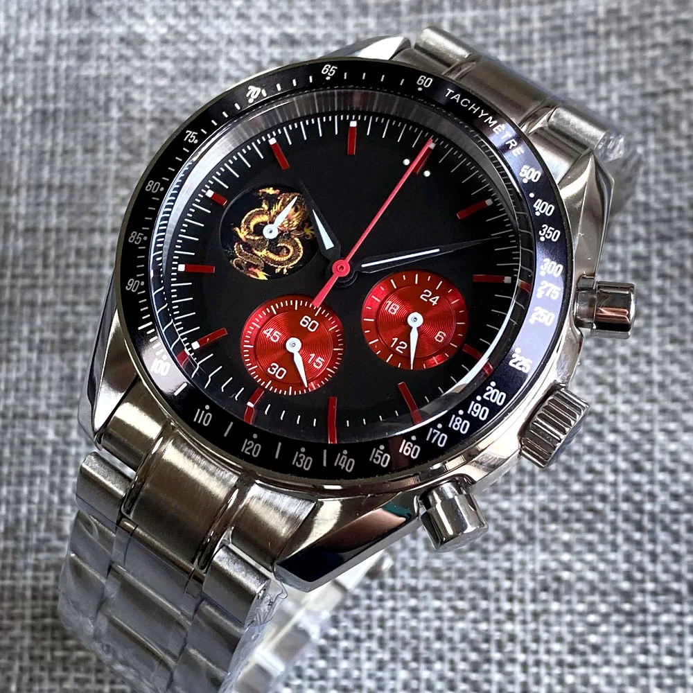 ساعة كوارتز خضراء ثلجية للرجال VK63 حركة سرعة كرونوغراف بطارية فولاذية للأعمال ساعة يد رياضية 24 ساعة Relogio #5