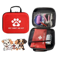 38Pcs Dog Cat First Aid Kit Emergency Care with Tick Remover Leash Pet Medical Supplies for Travel Hiking Home Essentials