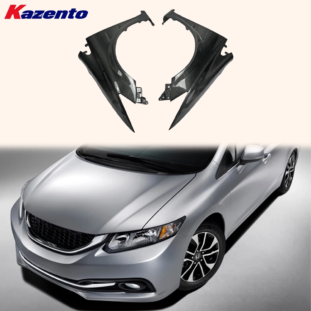 

For Honda 9Th Generation Civic 2012-2014 Fb2 Fb4 Fb6 Js Style Vented Wider Front Fender +20Mm Carbon Fiber