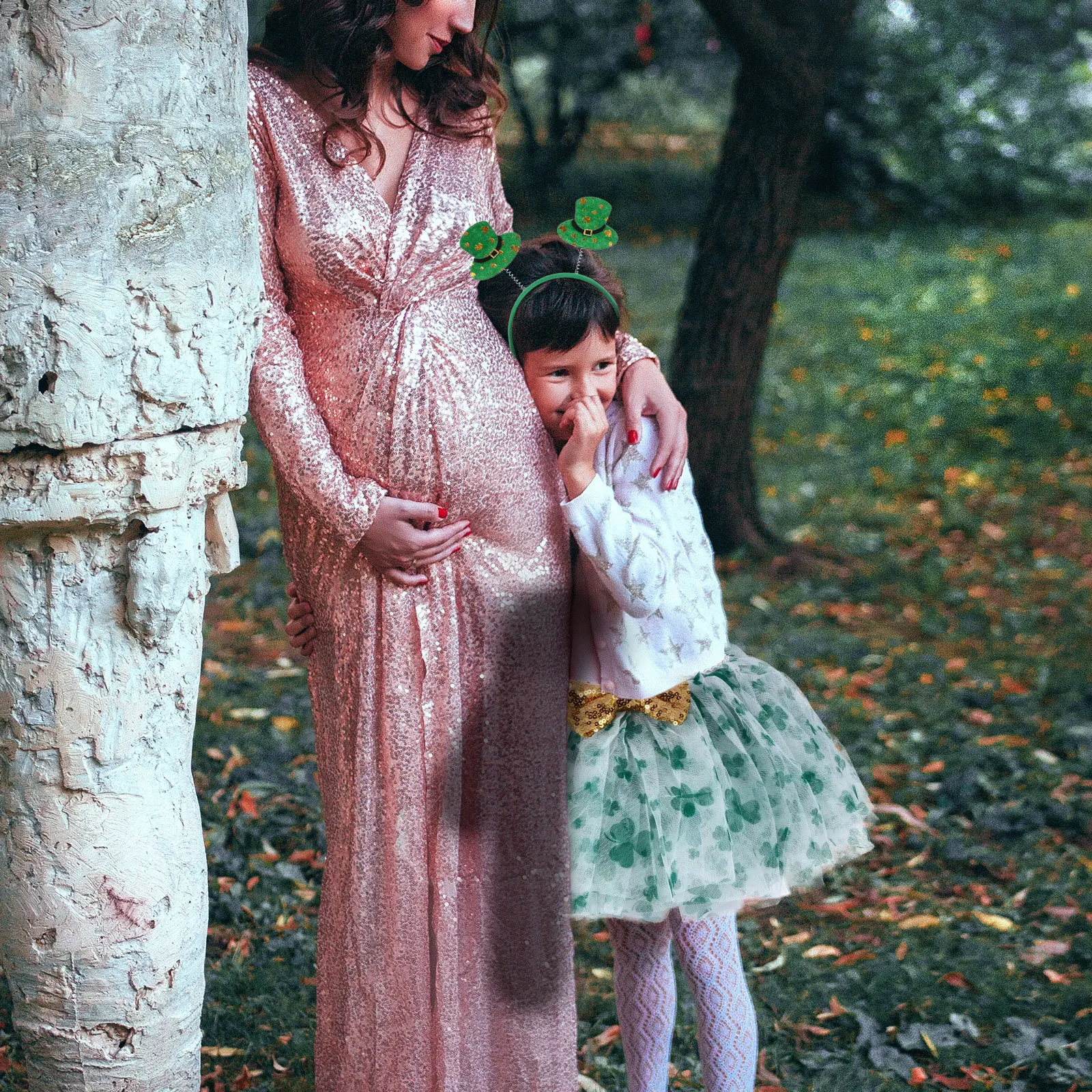 

Butterfly Bow Short Skirt Green Gauze Layered Tutu For St Patrick'S Day Party Costume Children Clover Print Ireland Theme Wear